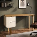 Ver imagem 4 de Mesa Escrivaninha Orgânica Home Office 2 Gavetas Flex 136cm Nordic A03 Hanover Off White Roble -