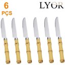 Ver imagem 3 de Kit 6 Facas Mesa com cabo Plástico Bambu Natural Talheres Aço Inox Lyor - 7382