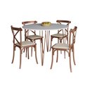 Ver imagem 2 de Conjunto Mesa Jantar Redonda Branca Elen 110cm Hairpin com 4 Cadeiras Katrina Cobre