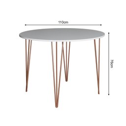 Conjunto Mesa Jantar Redonda Branca Elen 110cm Hairpin com 4 Cadeiras Katrina Cobre - 5