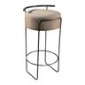 Banqueta Olivia em Linho e Base Metal Preto Agarb Decor:linho Bege - 1