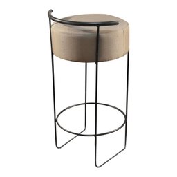 Banqueta Olivia em Linho e Base Metal Preto Agarb Decor:linho Bege - 3