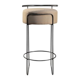 Banqueta Olivia em Linho e Base Metal Preto Agarb Decor:linho Bege - 2