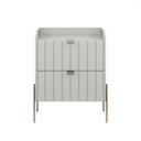 Ver imagem 2 de Mesa Cabeceira Off White 2 Gavetas com Pés Champagne Moderna