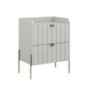 Ver imagem 4 de Mesa Cabeceira Off White 2 Gavetas com Pés Champagne Moderna