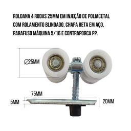 Kit Porta de Correr em Madeira com Ferragens P/ Portas de até 90kg - Ktm-703i - 5