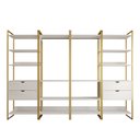 Ver imagem 3 de Guarda Roupa Aberto Industrial Casal Modulado Completo Branco Cabideiro com Gavetas Base Dourada