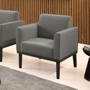 Ver imagem 1 de Poltrona Decorativa Isabella Pés Fixo em Madeira Preto Suede Grafite G19 - Gran Belo