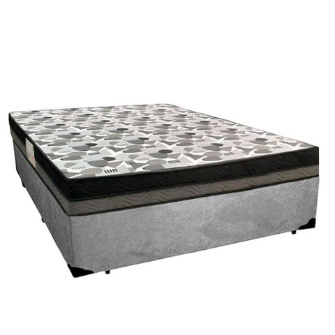 Cama Box Casal Suede + Colchão Ortobom Iso Dupla Face 60x138x188 Cinza