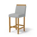 Ver imagem 3 de Kit com 2 Banqueta Eloá Madeira Maciça Assento Estofado para Bancada Linho Cinza 407