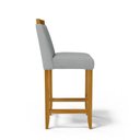 Ver mais imagens de Kit com 2 Banqueta Eloá Madeira Maciça Assento Estofado para Bancada Linho Cinza 407