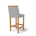 Ver imagem 5 de Kit com 2 Banqueta Eloá Madeira Maciça Assento Estofado para Bancada Linho Cinza 407