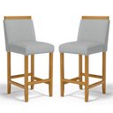 Ver imagem 1 de Kit com 2 Banqueta Eloá Madeira Maciça Assento Estofado para Bancada Linho Cinza 407