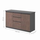 Ver imagem 2 de Armário Baixo com Gaveteiro Retan Freijo Preto 2 Portas 1 Prateleira MDP 142cm Plata Móveis
