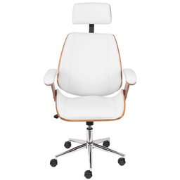 Cadeira Giratória Alta Bergen Lisboa Estrutura Madeira Laminada Revestida em Pu Branco Base Rodí - 1