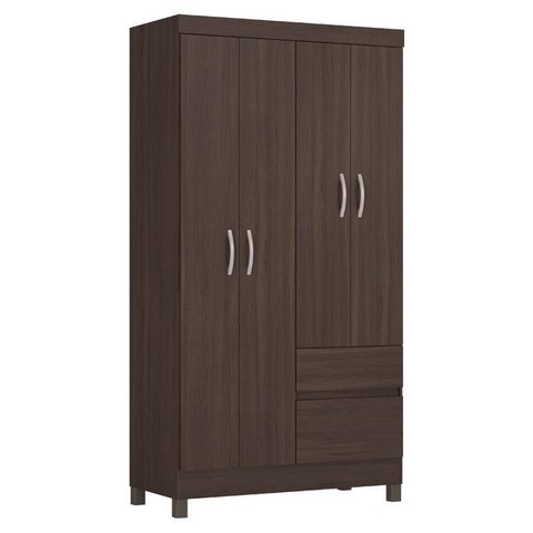 Guarda Roupa Solteiro Lótus com Cômoda Montevidéu Café Touch -demóbile