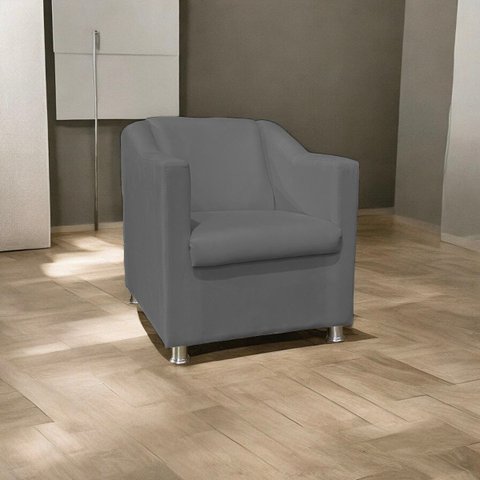 Poltrona Decorativa Tillak Tilla em Suede para Sala de Estar, Consultório e Recepção - Cinza