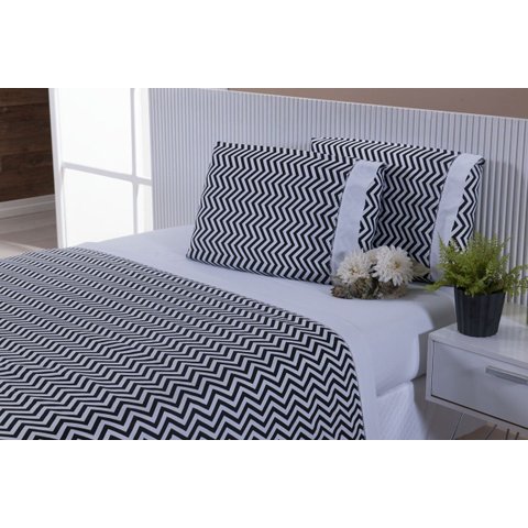 Jogo De Lençol Solteiro King 3 Peças 150 Fios 40cm Altura estampa Chevron