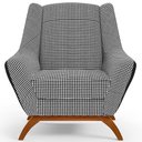 Ver imagem 3 de Poltrona Decorativa Base em Madeira Juliet D02 Corano Preto C-05 Pied Poule - Lyam Decor