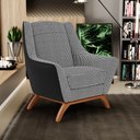 Ver imagem 2 de Poltrona Decorativa Base em Madeira Juliet D02 Corano Preto C-05 Pied Poule - Lyam Decor
