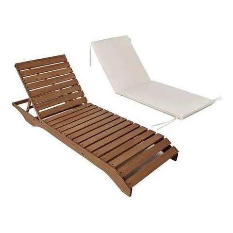 Espreguiçadeira de Madeira Piscina com Colchonete