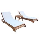 Ver imagem 1 de Kit 2 Espreguiçadeiras Madeira com Colchonete e Mesa de Apoio