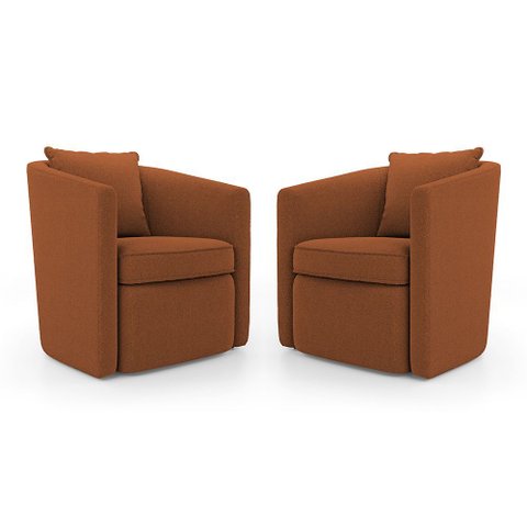 Kit 02 Poltronas Decorativas Sala de Estar Aimê Bouclê Terracota - Abmaza