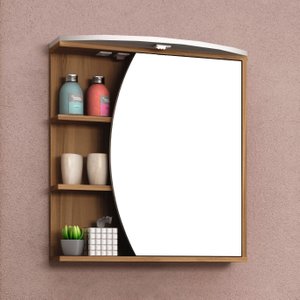 Espelheira para Banheiro com LED 1 Porta 3 Prateleiras Duna 