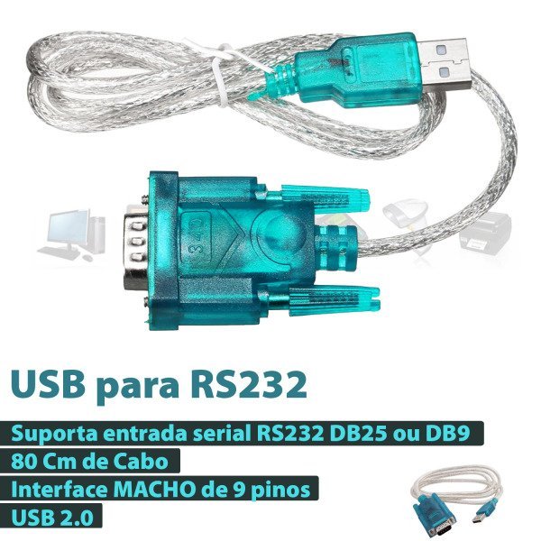 Cabo Serial Usb Conversor Rs232 Macho 9 PINOS db25 db9 2.0 - 3