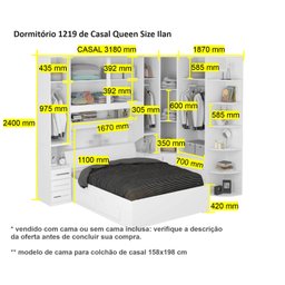Dormitório Queen Size Completo 1219 Carvalho Claro - 4