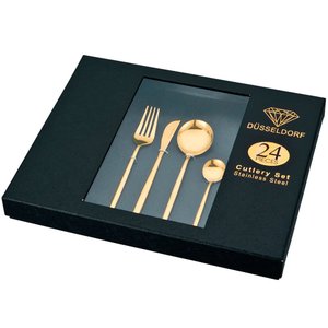 Jogo de Talheres Düsseldorf Dourado - 24 peças Prime Home Decor