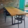 Mesa de Tronco Pequiá Orgânica Cor Natural com Pés em Aço Carbono Preto 250cm Comp X 100cm Larg - 1