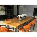 Ver imagem 4 de Mesa de Tronco Pequiá Orgânica Cor Natural com Pés em Aço Carbono Preto 250cm Comp X 100cm Larg