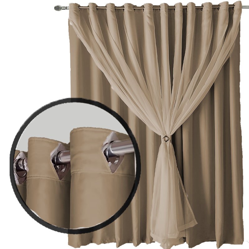 cortina blecaute para quarto e sala  Lea 3,70 x 2,80 bege - 5