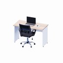 Ver imagem 5 de Mesa Retangular Escritório 120cm X 60cm Pé Painel F5 Office Cor:macadâmia com Branco