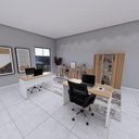 Ver imagem 1 de Mesa Retangular Escritório 120cm X 60cm Pé Painel F5 Office Cor:macadâmia com Branco