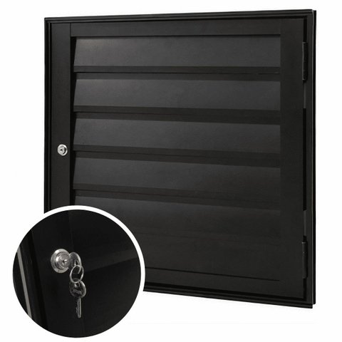 Porta Alçapão Alumínio Preto | Venezianas Ventiladas | Linha Premium | Atlântica:A=0,60m x L=0,60m
