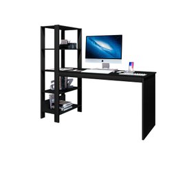 Mesa Escrivaninha Office com Estante 3 Prateleiras Artemis:preto - 2