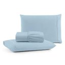 Ver imagem 1 de Jogo de Cama Lençol Egipicio King 3 Peças Micropercal 600 Fios Azul Claro Casa Show Enxovais
