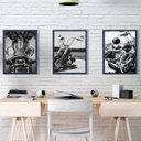 Ver imagem 1 de Kit 3 Quadros Fotografias Motocicletas 34x23cm - Moldura Branca