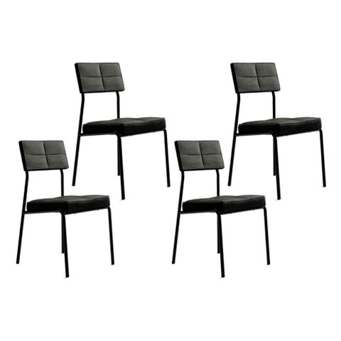 Cadeira Sala de Jantar Neo 1740 Kit 4 Uni Preto/grafite - Preto - Carraro