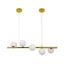 Ver imagem 1 de Lustre Pendente Jabuticaba 5 Globos Vidro Espiral Molecular Dourado Bivolt