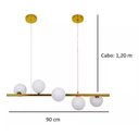 Ver imagem 2 de Lustre Pendente Jabuticaba 5 Globos Vidro Espiral Molecular Dourado Bivolt