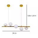 Ver imagem 2 de Lustre Pendente Jabuticaba 5 Globos Vidro Espiral Molecular Dourado Bivolt