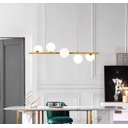 Ver imagem 3 de Lustre Pendente Jabuticaba 5 Globos Vidro Espiral Molecular Dourado Bivolt