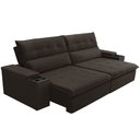 Ver imagem 6 de Sofá Retrátil Reclinável para Sala 4 Lugares 270cm Niels F04 Veludo Marrom Escuro - Lyam Decor