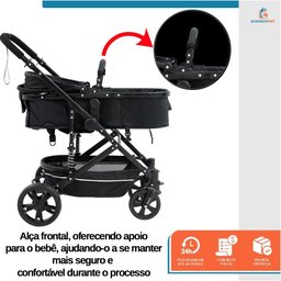 Carrinho de Bebe Passeio Reversível Moises Baby Style Wonder 15kg Dobravel Compacto Confortavel Ajus - 7