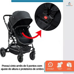 Carrinho de Bebe Passeio Reversível Moises Baby Style Wonder 15kg Dobravel Compacto Confortavel Ajus - 5