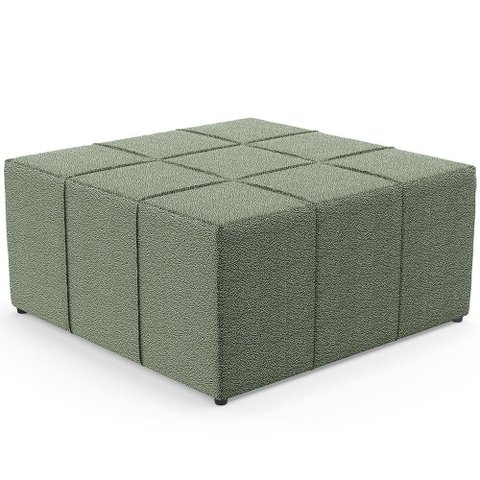 Puff Decorativo Para Sala de Estar Quadrado Milano 90x90cm W01 Bouclê Oliva - Lyam Decor