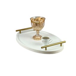 Bandeja Cantinho Café Decorativa da Manhã Escritório 46x26:branco/dourado - 3